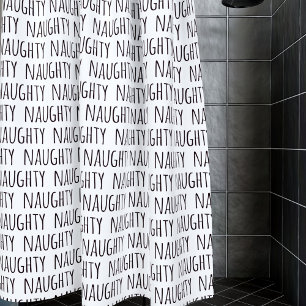 Rideaux De Douche Typographie noir et blanc Motif Funny Naughty