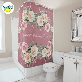Rideaux De Douche Un autre beau jour aquarelle Rose Floral