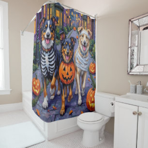 Rideaux De Douche Un berger australien à l'Halloween