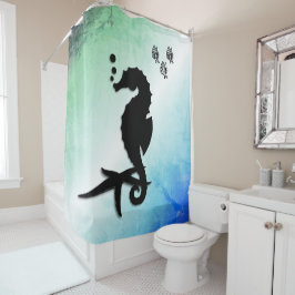 Rideaux De Douche Un cheval de mer dans le vert