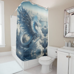 Rideaux De Douche Un dragon époustouflant entouré de nuages