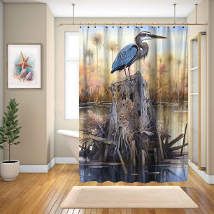 Rideaux De Douche Un Grand Héron Bleu Dans Les Everglades