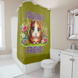 Rideaux De Douche Un jeu de mot pour ami. Bébé mignon Guinée Pig des