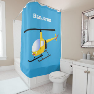 Rideaux De Douche Un joli hélicoptère de dessin animé jaune