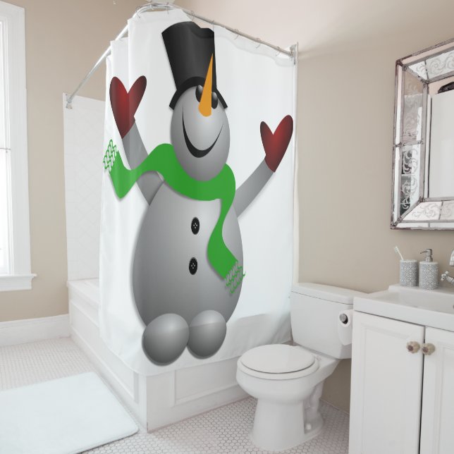 Rideaux De Douche Un joyeux bonhomme de neige (En situation)