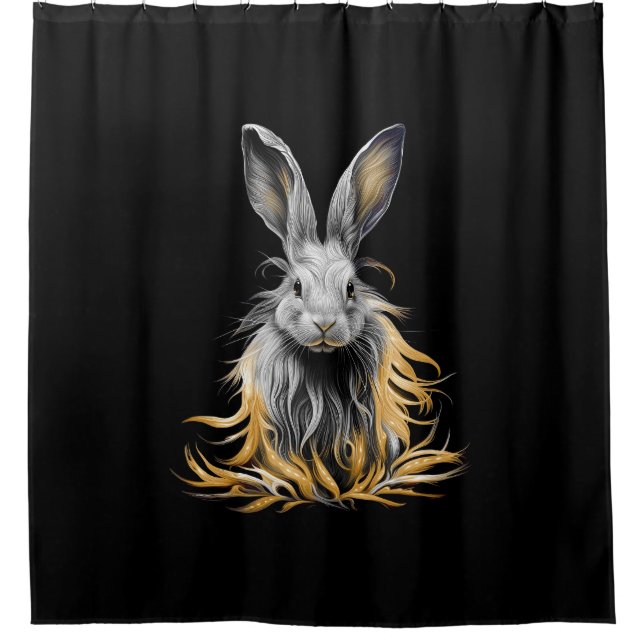 Rideaux De Douche Un lapin gris génial en feu (Devant)