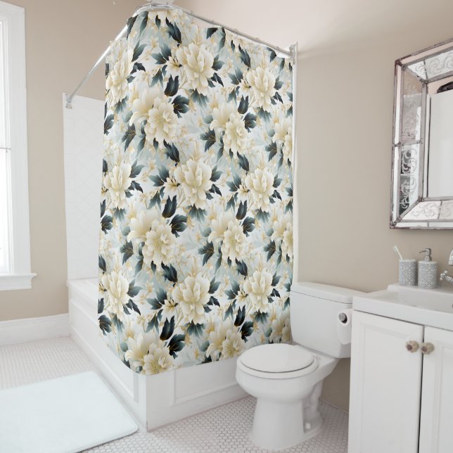 Rideaux De Douche Un Mariage Floral Series Design 7 (En situation)