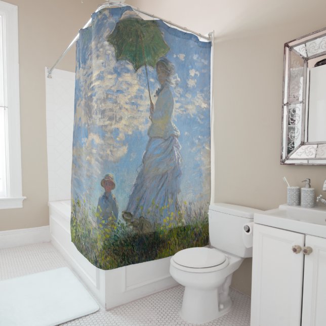 Rideaux De Douche Une femme avec un parasol | Paysage français (En situation)