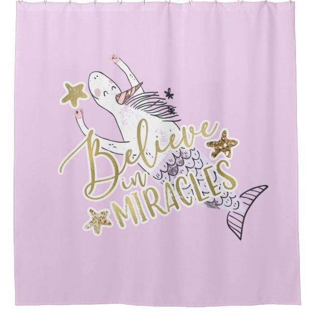 Rideaux De Douche Unicorn Mermaid Moderne tendance croire en Miracle (Devant)