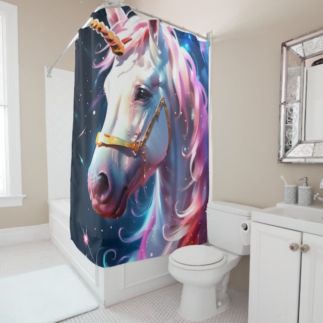 Rideaux De Douche Unicorne arc-en-ciel (En situation)