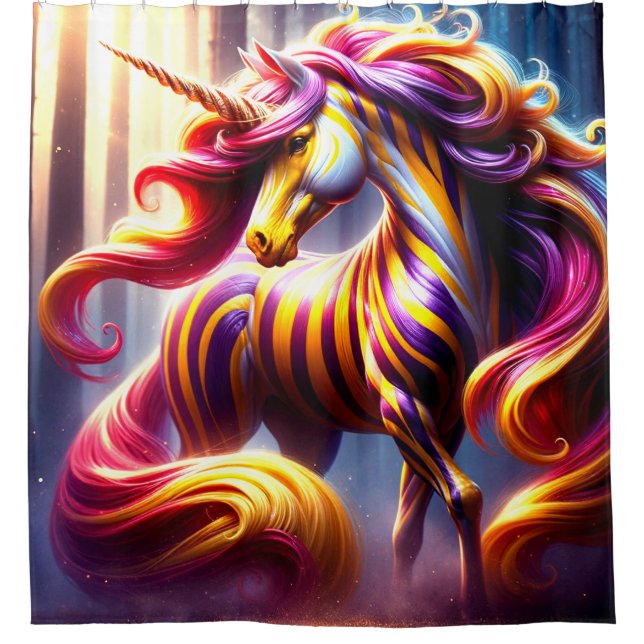 Rideaux De Douche Unicorne rayée (Devant)