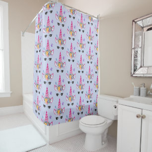 Rideaux De Douche Unicorne tendance avec couronne et papillons flora