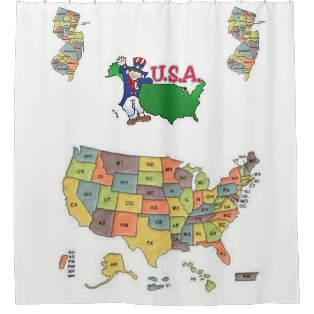 Rideaux De Douche USA white map showrideau globe (Devant)