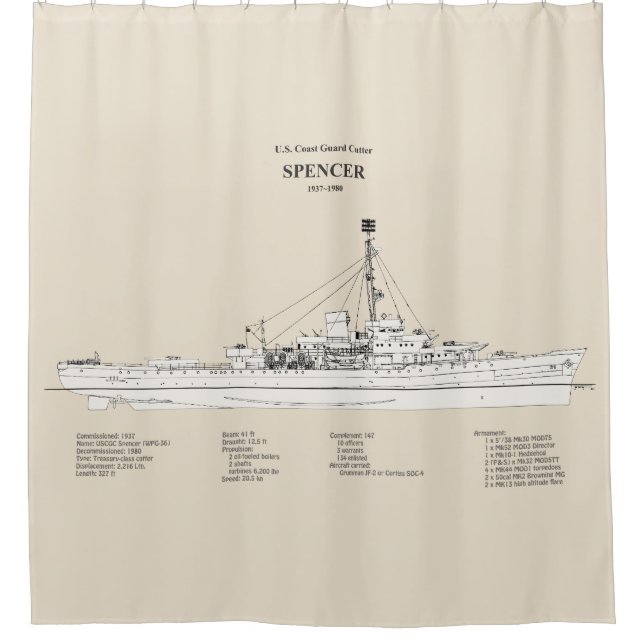 Rideaux De Douche USCG Cutter Spencer wpg-36 - SBD (Devant)