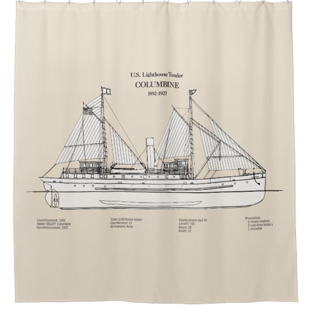 Rideaux De Douche USCG Lighthouse Tender Columbine - SBD (Devant)
