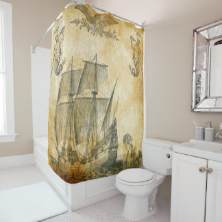 Rideaux De Douche v combiné nautique vintage 6