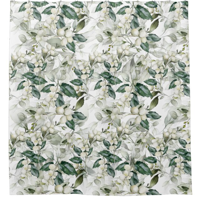 Rideaux De Douche Vacances d'hiver saint branches motif vert (Devant)