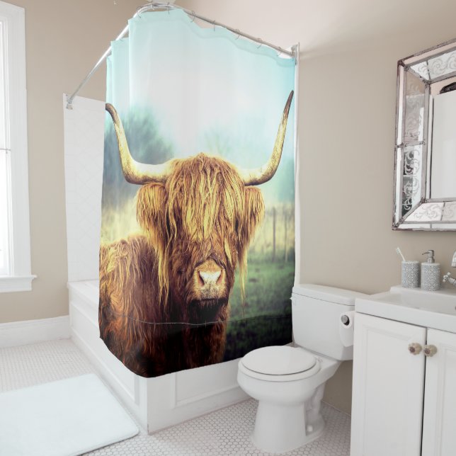 Rideaux De Douche Vache écossaise des Highlands (En situation)