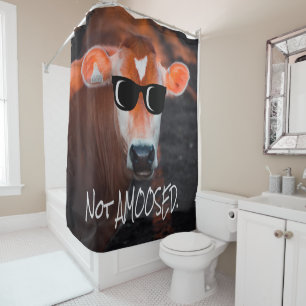 Rideaux De Douche Vache en lunettes de soleil Pas aMOOsed mignon drô