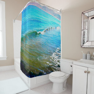 Rideaux De Douche Vagues à l'aquarelle
