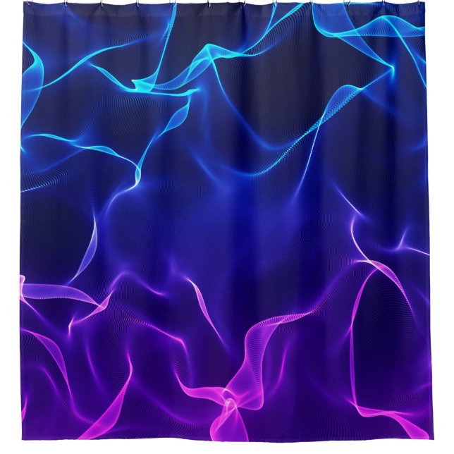 Rideaux De Douche Vagues Abstraites élégantes - bleu et violet - (Devant)