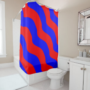 Rideaux De Douche Vagues audacieuses vives des rayures rouges et