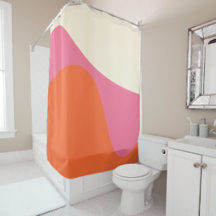Rideaux De Douche Vagues simples 4 en rose, orange et crème