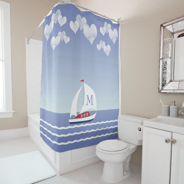 Rideaux De Douche Vaisseau Douche rideau, Enfants, Monogramme (En situation)