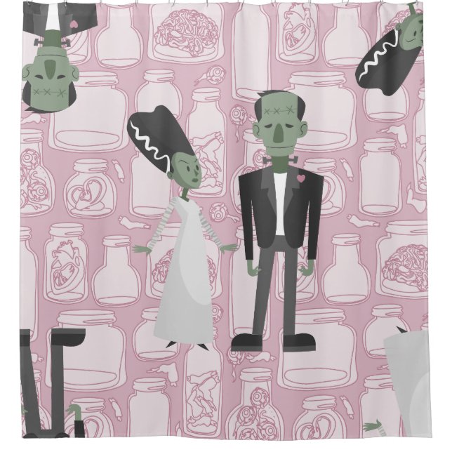 Rideaux De Douche valentines mariée frankenstein spécimens monstre (Devant)