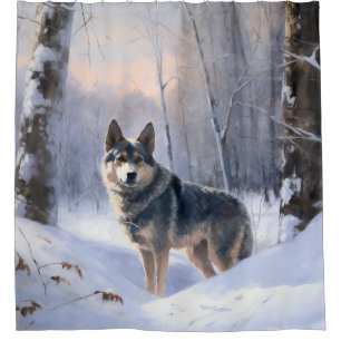 Rideaux De Douche Vallhund suédois Laisser neiger Noël