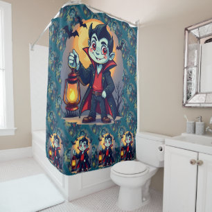 Rideaux De Douche Vampire mignon avec Lantern Kawaii Halloween