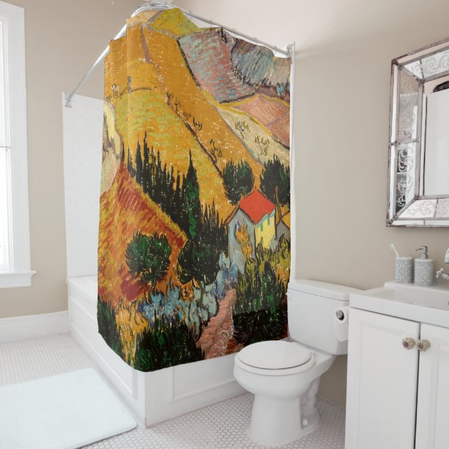 Rideaux De Douche Van Gogh - Landcape House Plowman (En situation)