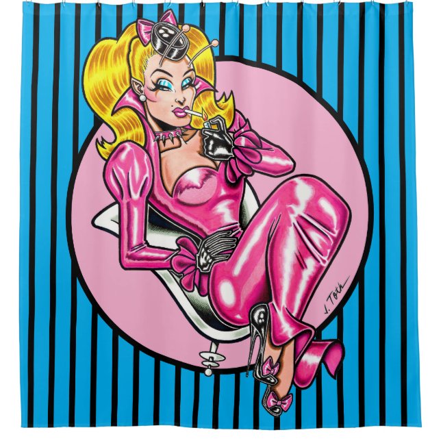 Rideaux De Douche Vana DeVinyl™/Plutôt en caoutchouc rose (Devant)