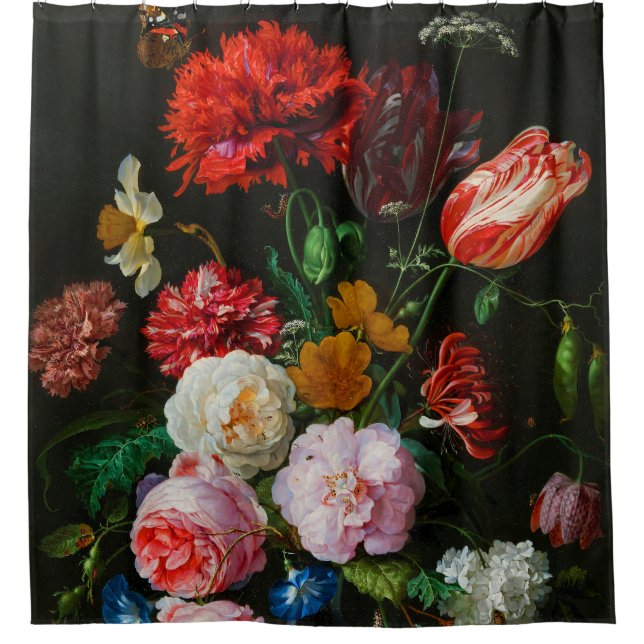 Rideaux De Douche Vase de verre avec des fleurs (Devant)