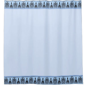 Rideaux De Douche Vecteur d'arabesque élégant sur fond bleu clair
