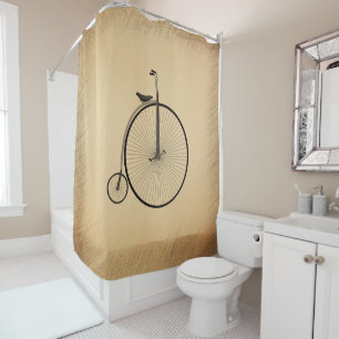 Rideaux De Douche Vélo ancien à grande roue rustique
