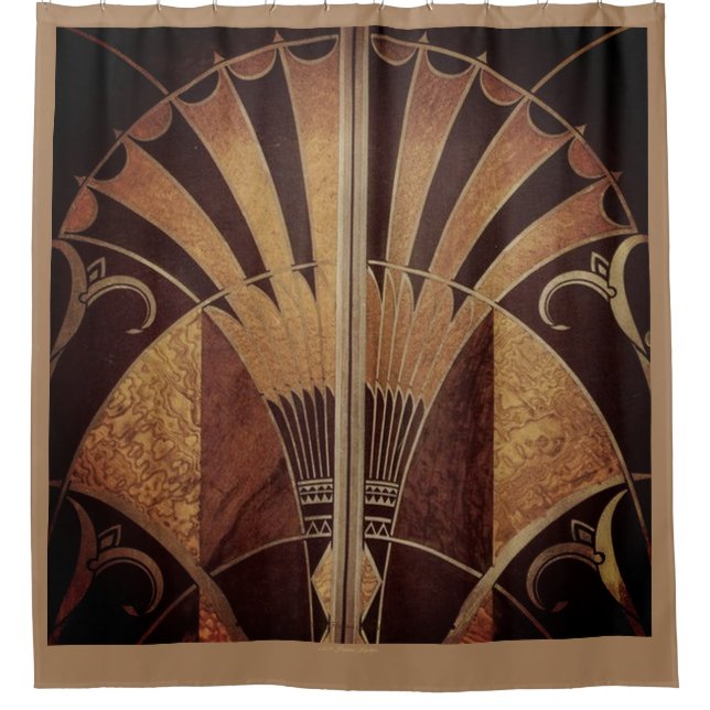 RIDEAUX DE DOUCHE VENTILATEUR ART DÉCO INLAID WOODWORK BROWN (Devant)