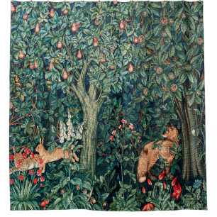 Rideaux De Douche VERDURE, Hares d'ANIMAUX FORESTIERS, Renard, Flora