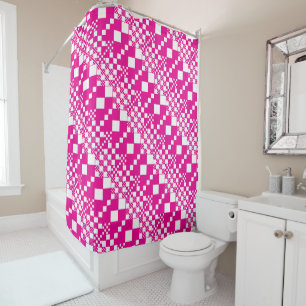 Rideaux De Douche Vérifié, Chèques en Magenta et Blanc