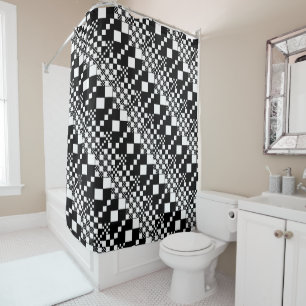 Rideaux De Douche Vérifié, Chèques - noir et blanc