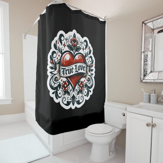 Rideaux De Douche Véritable amour Coeur Tatouage Style Sticker Artis (En situation)