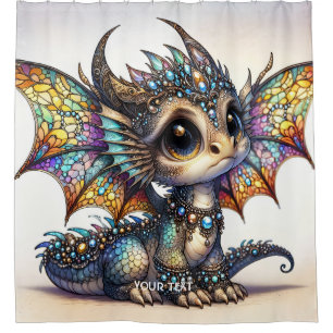 Rideaux De Douche Verre de dragon mignon Imaginaire