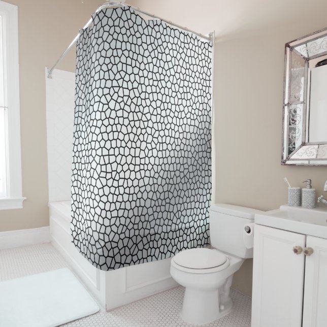 Rideaux De Douche Verre Tissu De Luxe Argent (En situation)