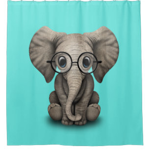 Rideaux De Douche Verres de port d'éléphant ringard de bébé