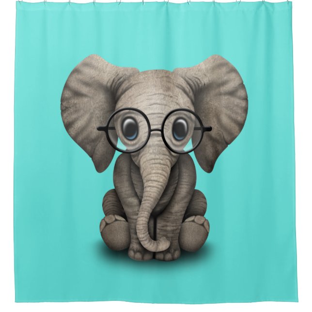 Rideaux De Douche Verres de port d'éléphant ringard de bébé (Devant)