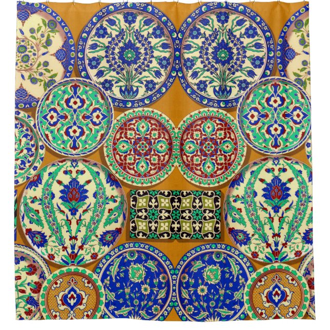 Rideaux De Douche vers 1890 imprimés de motifs persans (Devant)