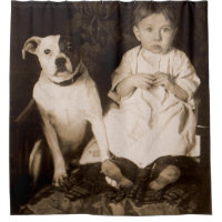 vers 1910 pitbull et bébé RPPC