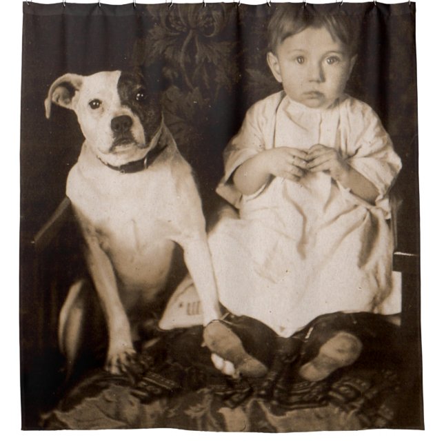 Rideaux De Douche vers 1910 pitbull et bébé RPPC (Devant)