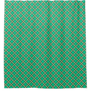 Rideaux De Douche Vert beige, motif plaid