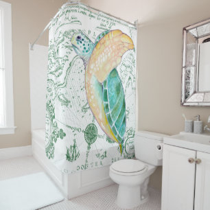 Rideaux De Douche Vert de cru de tortue de mer